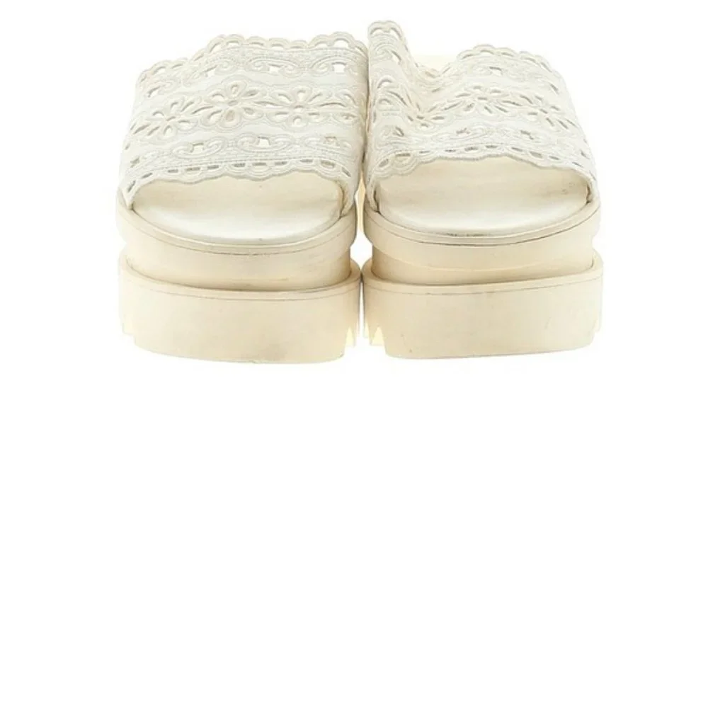 WOMENS STELLA MCCARTNEY WHITE EYELET PLATFORM SANDAL SLIDES 36.5 US/6.5 * - Picture 2 of 10